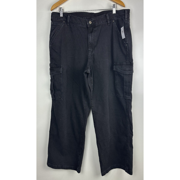 NWT Gap Mid Rise '90s Loose Cargo Jeans Washed Blk Grunge Baggy Skater Sz 33 16 - Picture 16 of 16